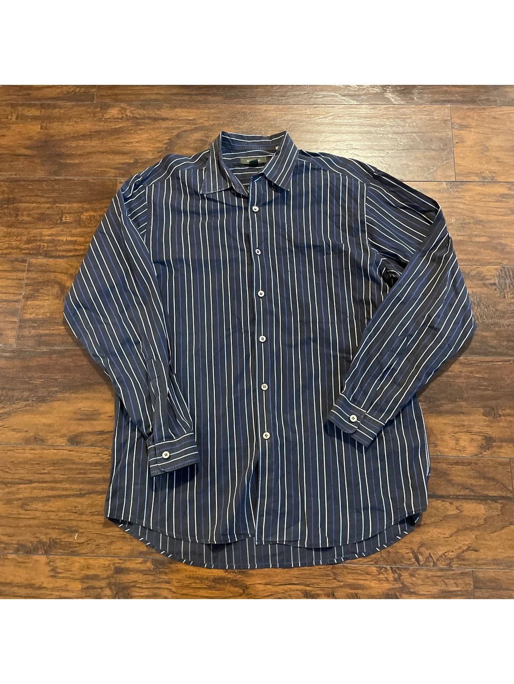 Ermenegildo Zegna Men's Blue Striped Button Down Shirt XXL